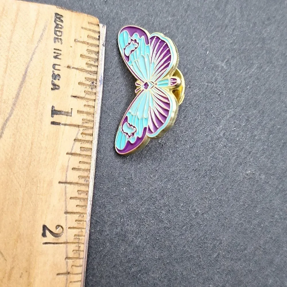 Blue purple butterfly pin brooch wearable art fashionista